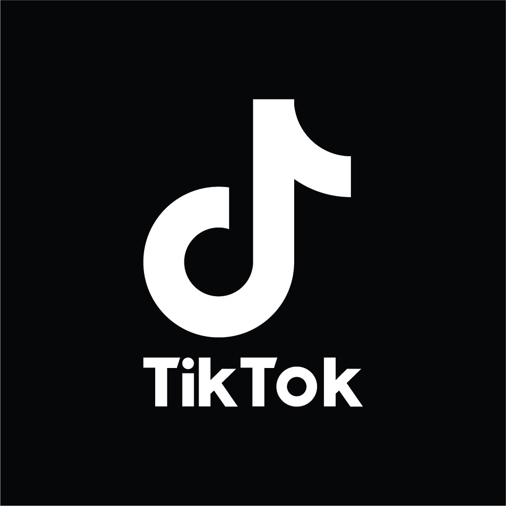 TikTok logo on a black background, symbolizing the popular social media platform for short videos.