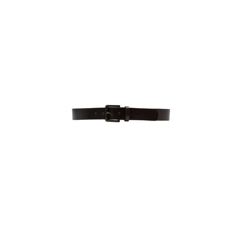 Stylish black leather belt with a simple buckle for an elegant look.