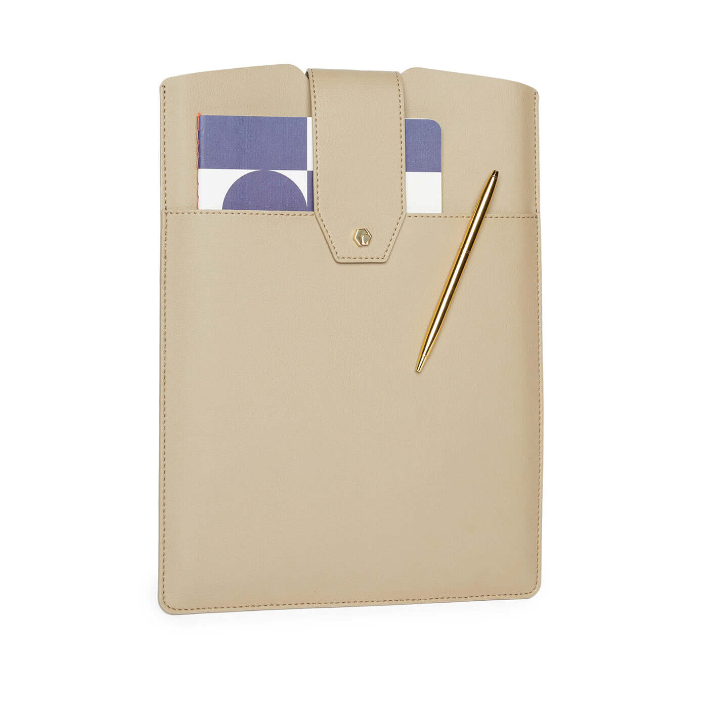 Lindsay Albanese laptop sleeve with front pocket and gold hardware